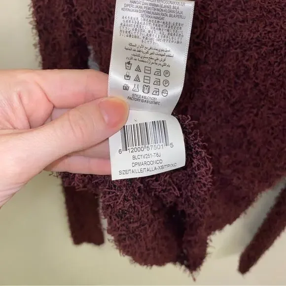 BCBGeneration feathered eyelash loose knit Y2K sweater burgundy purple XS - Picture 5 of 6